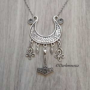 Necklace, breastplate, Mjolnir, hammer, Thor, celtic knots, viking, norse, pagan, medieval