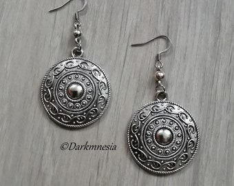 Earrings, shield, viking, norse, mythology, nordic, warrior, pagan