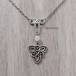 necklace, pendant, white jade, celtic knots, tracery, natural stone, celtic, elven, medieval, viking, pagan, wicca