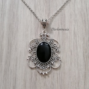 necklace, pendant, black stone, goth, gothic, victorian, medieval