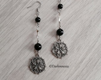 Boucles D'oreilles Stud Baphomet Pentagramme Inversé - Style Occulte/gothique