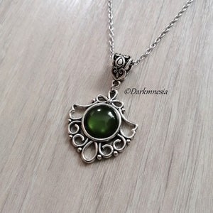 necklace, pendant, green stone, medieval, victorian, goth, gothic
