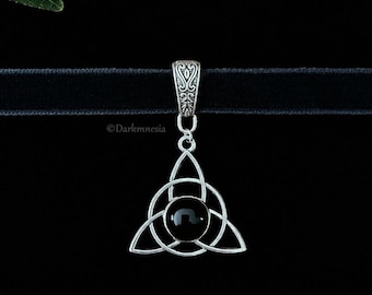 Witchy Choker • Triquetra & Black Onyx • Celtic Choker • Pagan Jewelry • Gothic Necklace • Protection Talisman