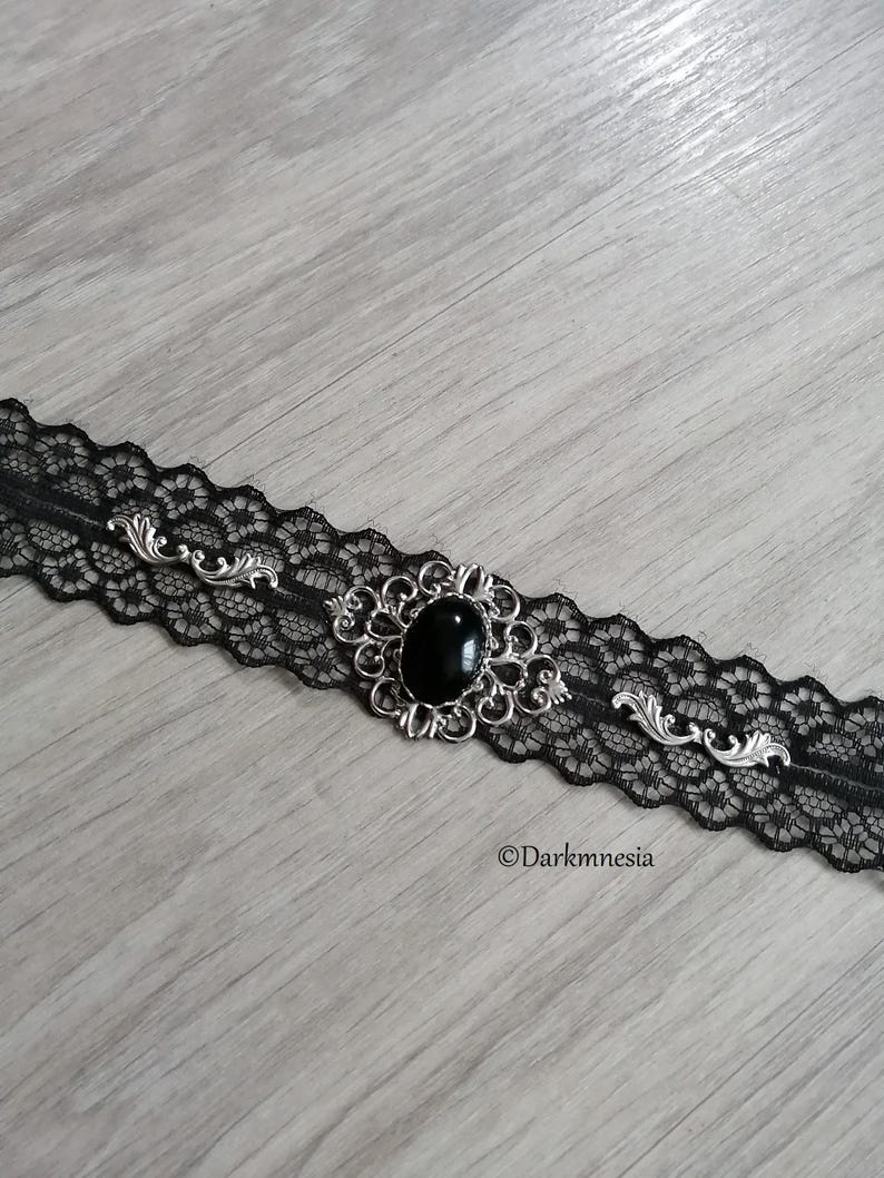 Black Lace Gothic Choker With Onyx – Elegant Victorian Necklace, Dark ...