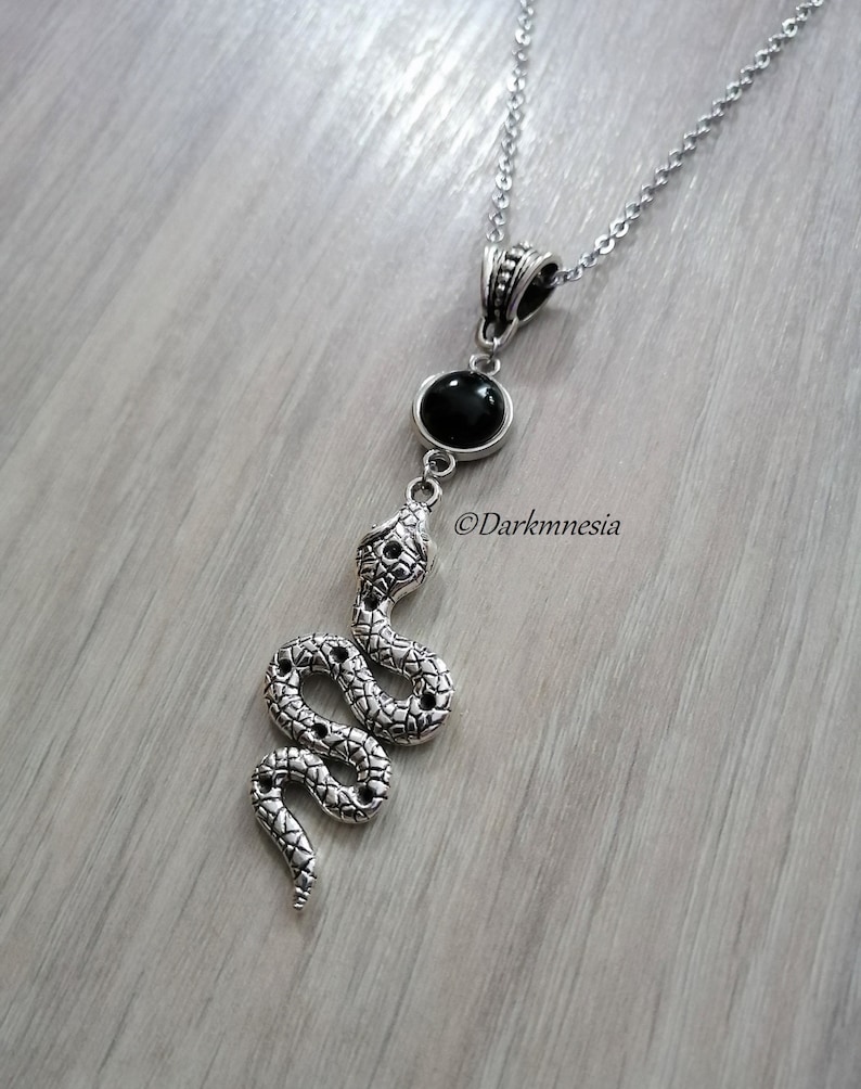 Necklace snake pendant natural stone onyx stone witchy gothic occult goth witch