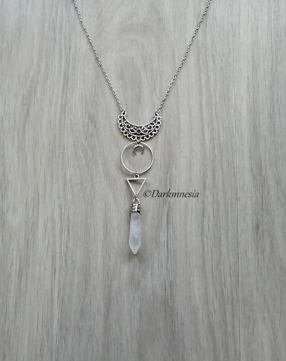 Crescent Moon Pendulum w/ Clear Quartz Crescent Moon Pendulum w/ Clear Quartz