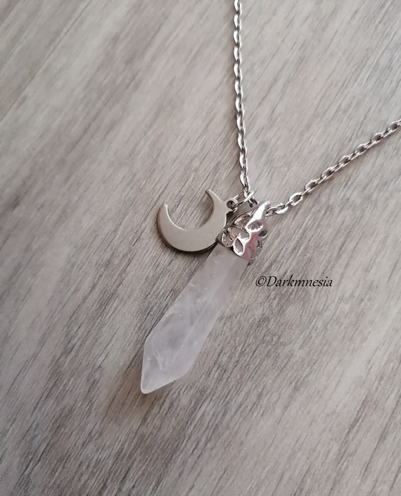Crescent Moon Pendulum w/ Clear Quartz Crescent Moon Pendulum w/ Clear Quartz