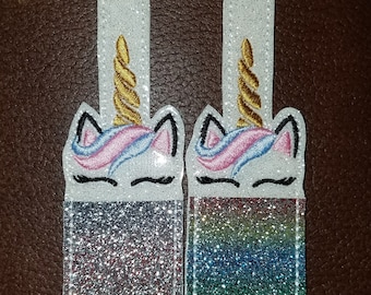 Unicorn Lip Balm Holder Snap Tab Key Fob Key Chain DIGITAL FILE 5x7 Hoop