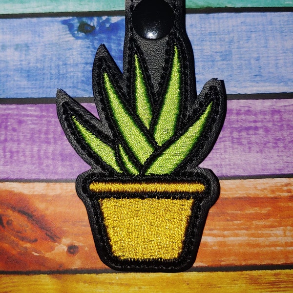 Potted Aloe Snap Tab Key Chain Key Fob Machine Embroidery DIGITAL FILE