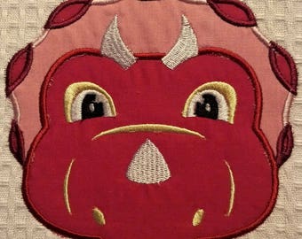 Triceratops Dinosaur Applique Hooded Towels Reading Pillows DIGITAL FILE 5x7 ONLY