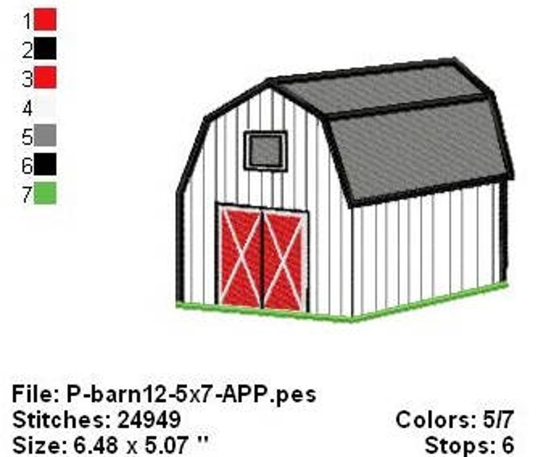 Barn Applique Machine Embroidery 5x7 DIGITAL FILE - Etsy
