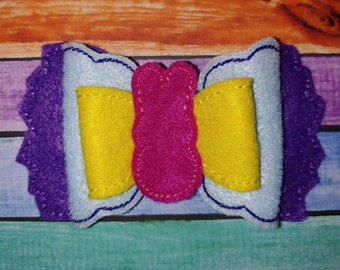 Easter Bunny In The Hoop Bow Machine Embroidery DIGITAL FILE