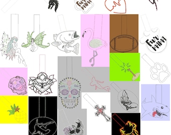 30 Snap Tab Set Embroidery Files, Key Fob, Key Chains, In The Hoop DIGITAL FILES
