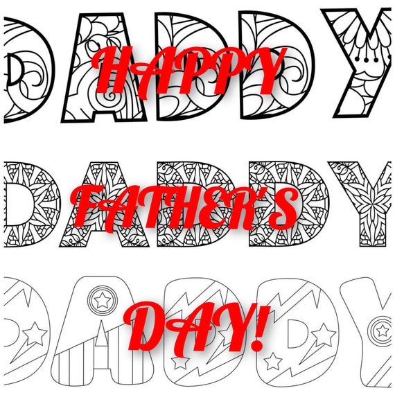 DADDY Coloring Page Three Versions DIGITAL FILE | Etsy
