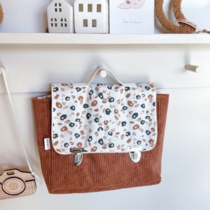 personalized velvet leopard nursery school bag