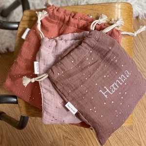 Personalized pouch, laundry bag, comforter pouch in double cotton gauze, colors of your choice image 8