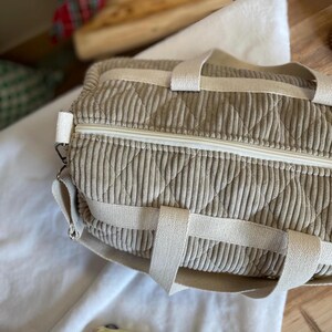 Beige velvet quilted bag, children's bowling bag, children's bag