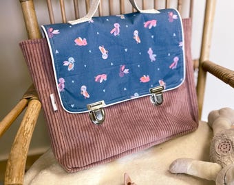 cartable maternelle personnalisé velours rose