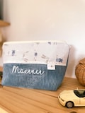 Personalized baby toiletry bag in velvet with a choice of patterns product logo