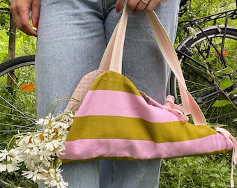 Sac à bouquet réutilisable en tissu – Housse pour fleurs cueillies – Sac floral romantique fait main – Accessoire bohème champêtre