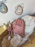 Personalized cotton gauze pouch with name, cuddly toy pouch, nursery bag, preschool bag, laundry bag, gift bag product logo