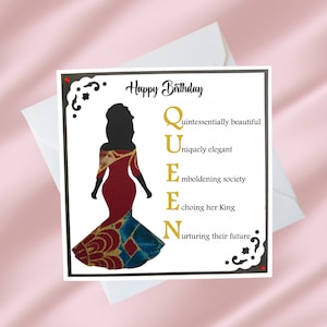 Tarjeta de cumpleaños de reina de inspiración africana hecha a mano / Tarjeta femenina afrocéntrica