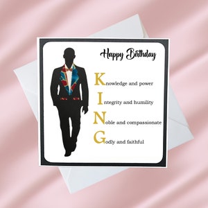 Carte d'anniversaire « King » d'inspiration africaine faite main | Carte Afrocentrique Homme