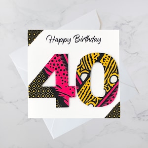 Tarjetas de cumpleaños de la edad de la tela africana / 30 / 40 / 50 / 60 / Edad de hito / Cualquier edad