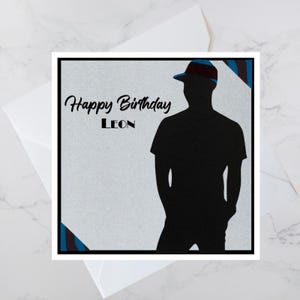 Cartes d'anniversaire personnalisées de couleur noire | Tissu africain | Fait main | 5 modèles | carte pour lui | Mari | Petit ami | Fils | Frère