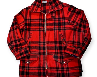 Vintage Sportclad 1940s Wool Red Plaid Jacket - Size:L/XL
