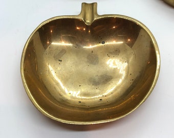 An Apple a Day Catch All Bowl Teacher Gift Gold Trinket Dish Home Decor Metal Dish Vintage Brass Apple Collect All Dish