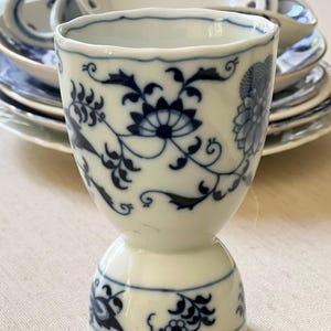 Vintage Blue Danube Egg Cup - Blue Onion Pattern - Porcelain Egg Cup -Blue and White Egg Cup - 3-3/4&quot; tall 2-1/2&quot; diameter - 1-3/4&quot; diameter