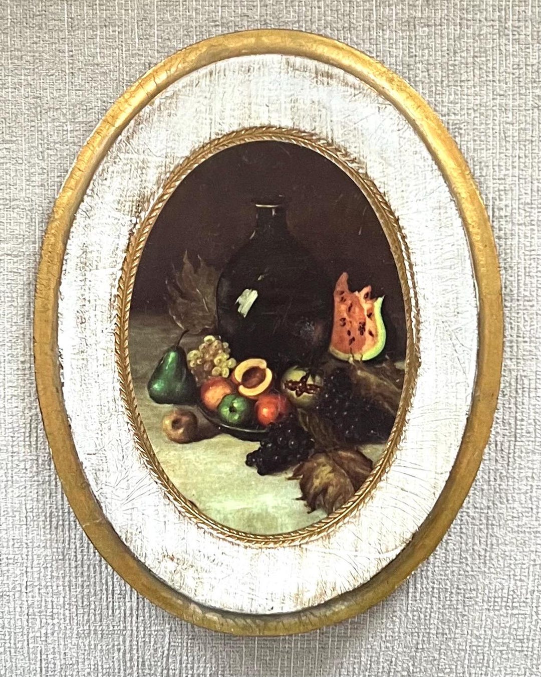 Vintage Italian Florentine Oval Fruit Still Life - Gold Gilt Wood Wall ...