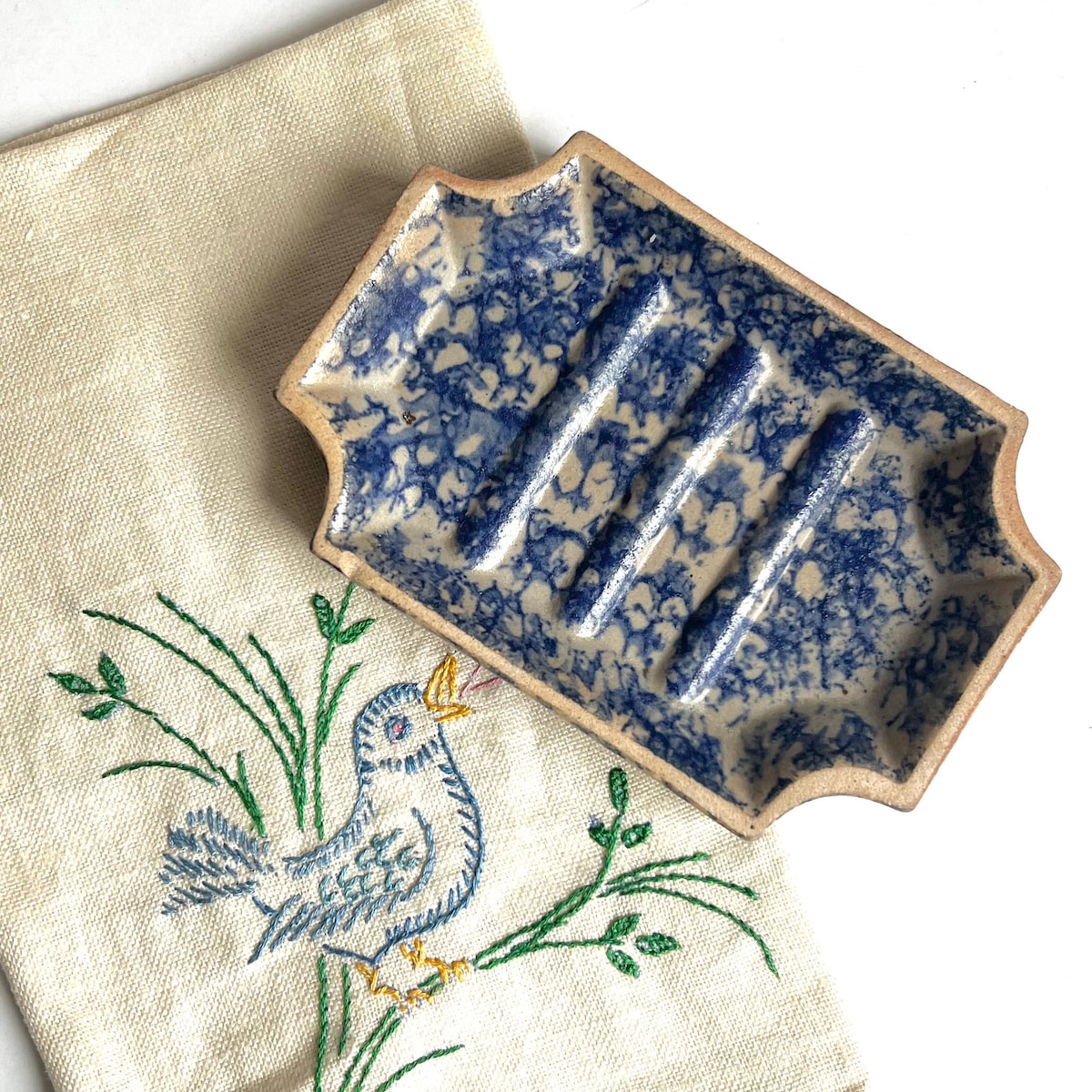 Vintage Beaumont Brothers Pottery Blue Spongeware Soap Dish - Vintage Soap Dish - 5-1/4" X 3-1/2" - Vintage Bathroom Decor - Vintage Kitchen - Etsy