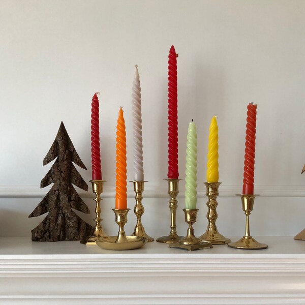 Vintage Brass Candle Holders - Set of 7 - Wedding Decor Shower Decor Boho Decor - Housewarming Gift
