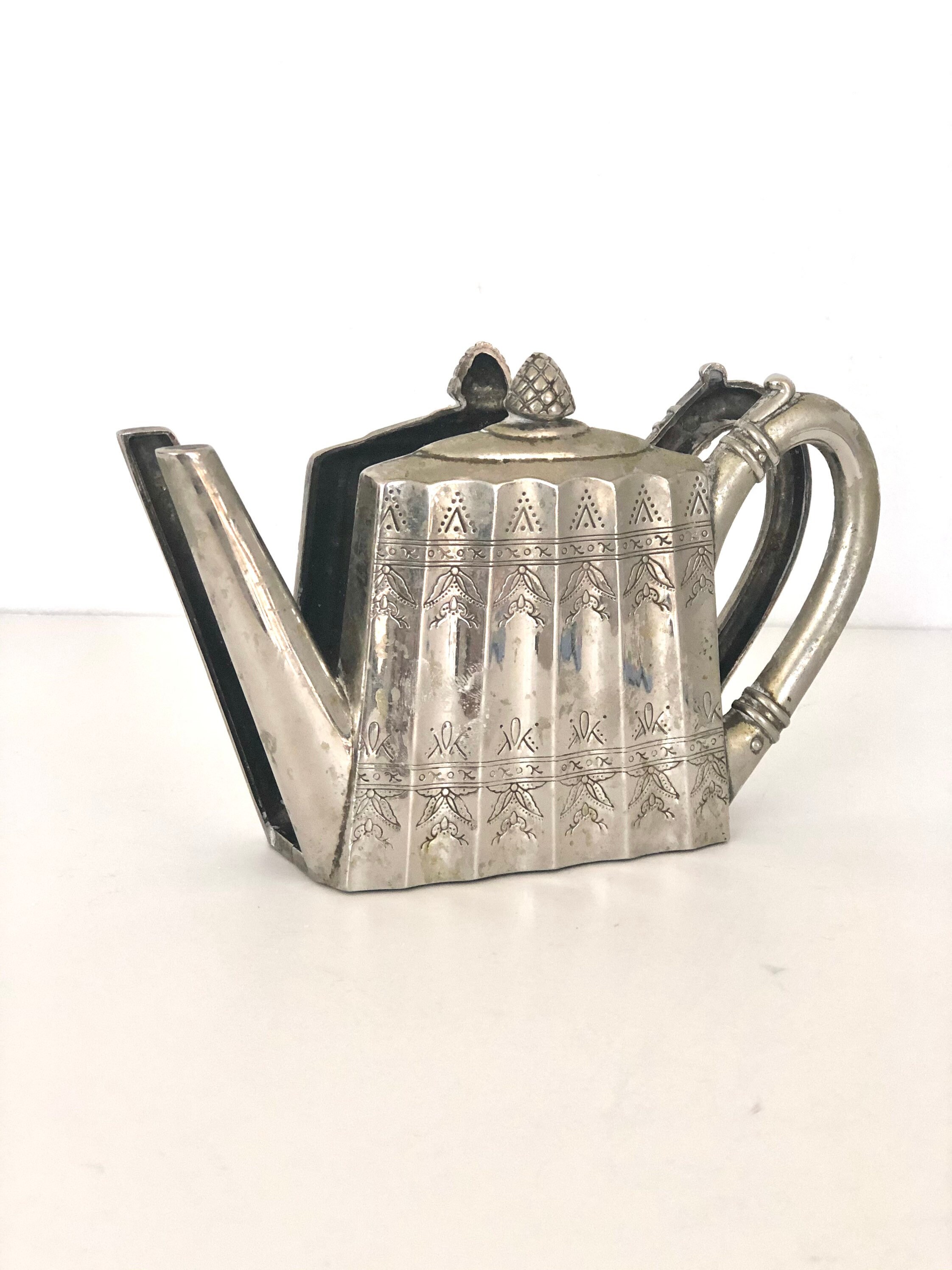 Vintage Godinger Silver Teapot Napkin or Letter Holder 1993 Etsy