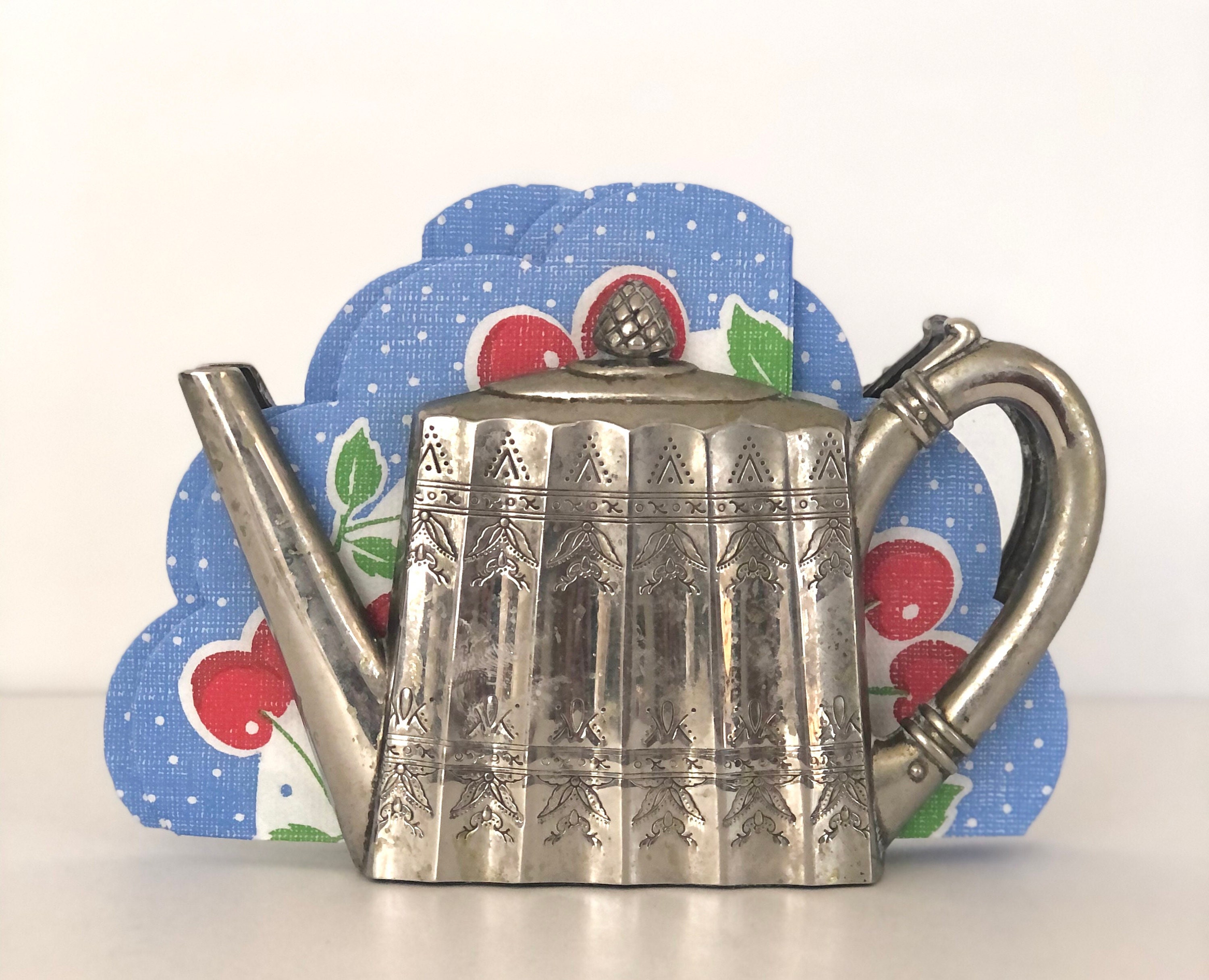 Vintage Godinger Silver Teapot Napkin or Letter Holder 1993 Etsy