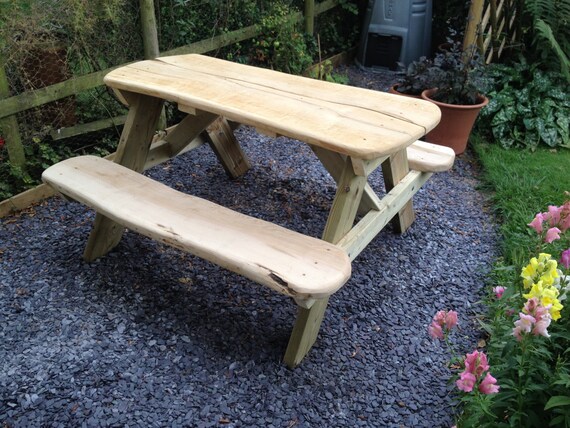 Oak Garden Bench Table Etsy