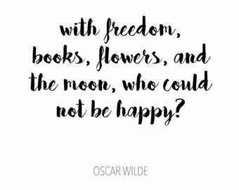 With freedom books flowers  and the moon who could not be happy Print