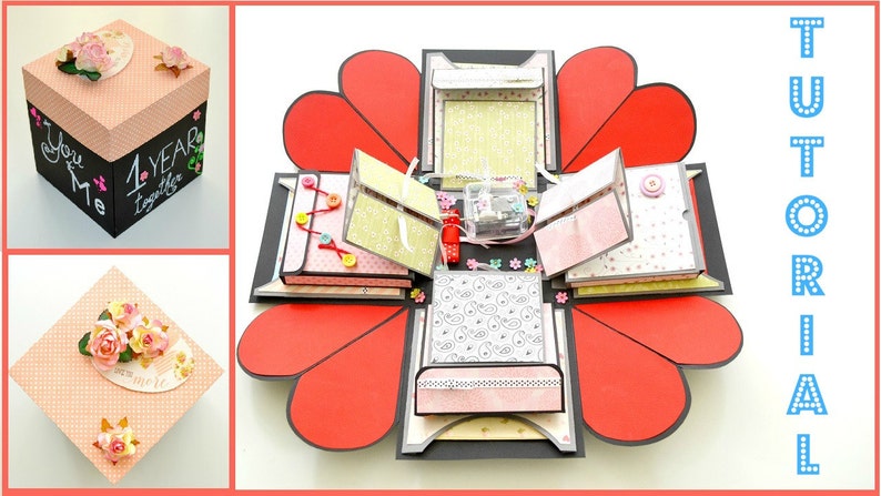 tutorial red heart explosion box diy explode box step by
