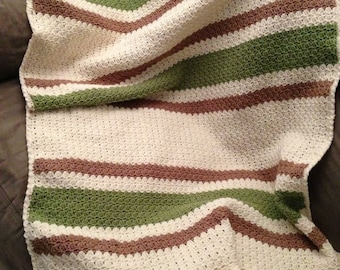 Handmade Crochet Striped Afghan
