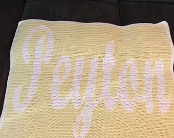 Customized Handmade Crocheted Name Blanket