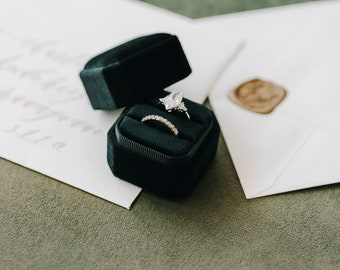 Personalised Double Ring Box Bevel Edge Black