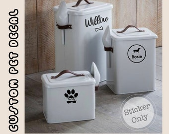 Custom Pet Decals | personalised cat dog rabbit puppy name customise food treat toy storage box bowl label sticker vinyl decal