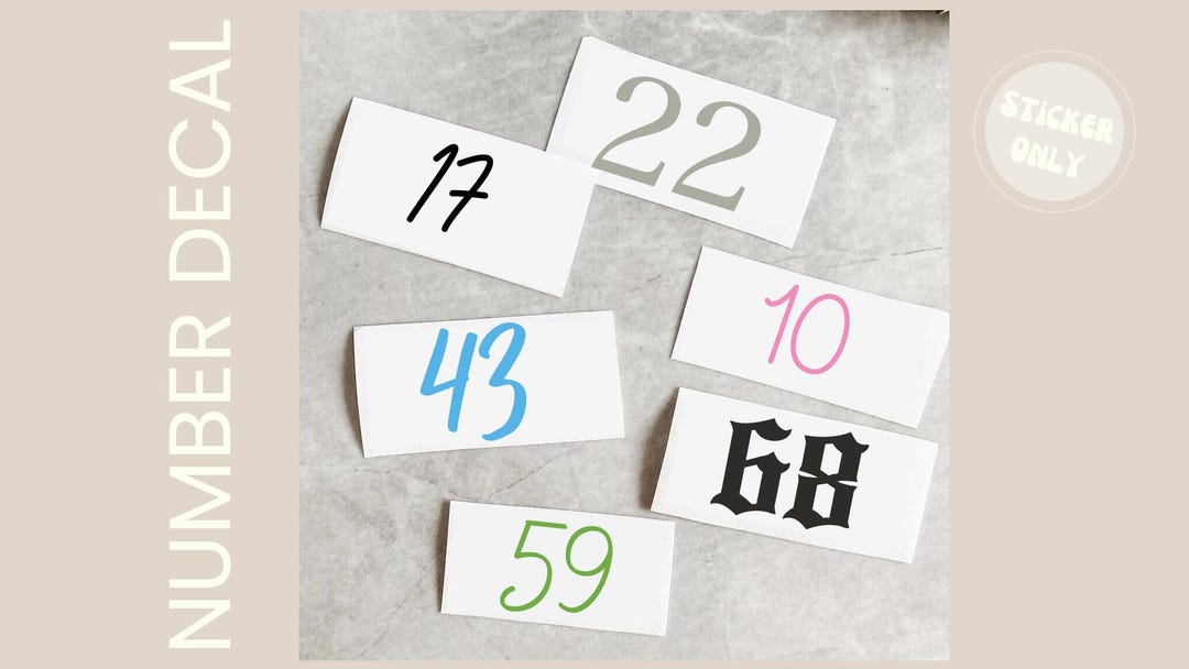 Custom Number Vinyl Stickers | Personalise Customise Decal Label ...