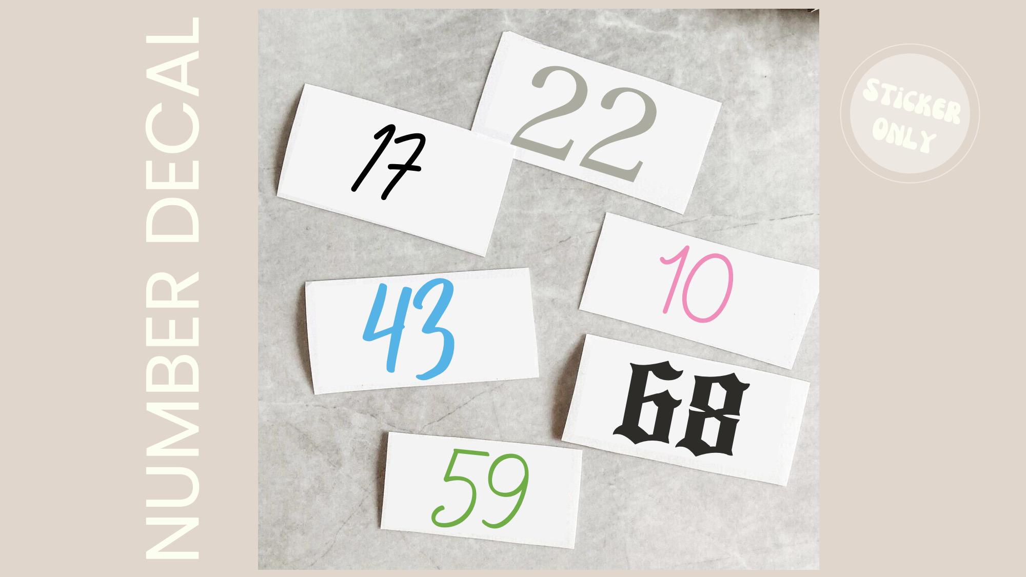Number Sticker Template Individual Custom Number Vinyl Stickers | Personalise Customise Decal Label ...