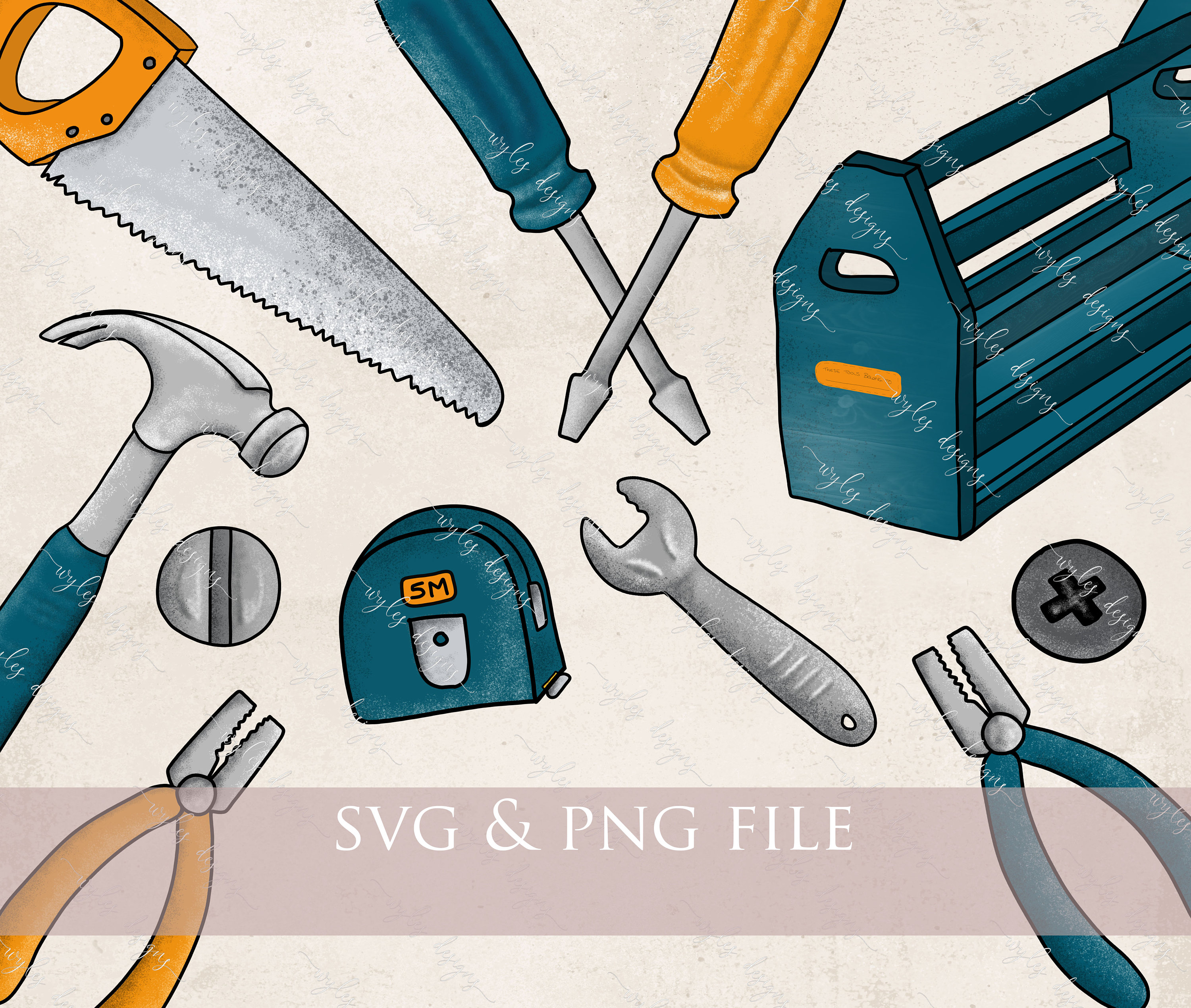 Toolbox ClipArt, Werkzeugkasten Clipart, Werkzeuge, Papa Hammer