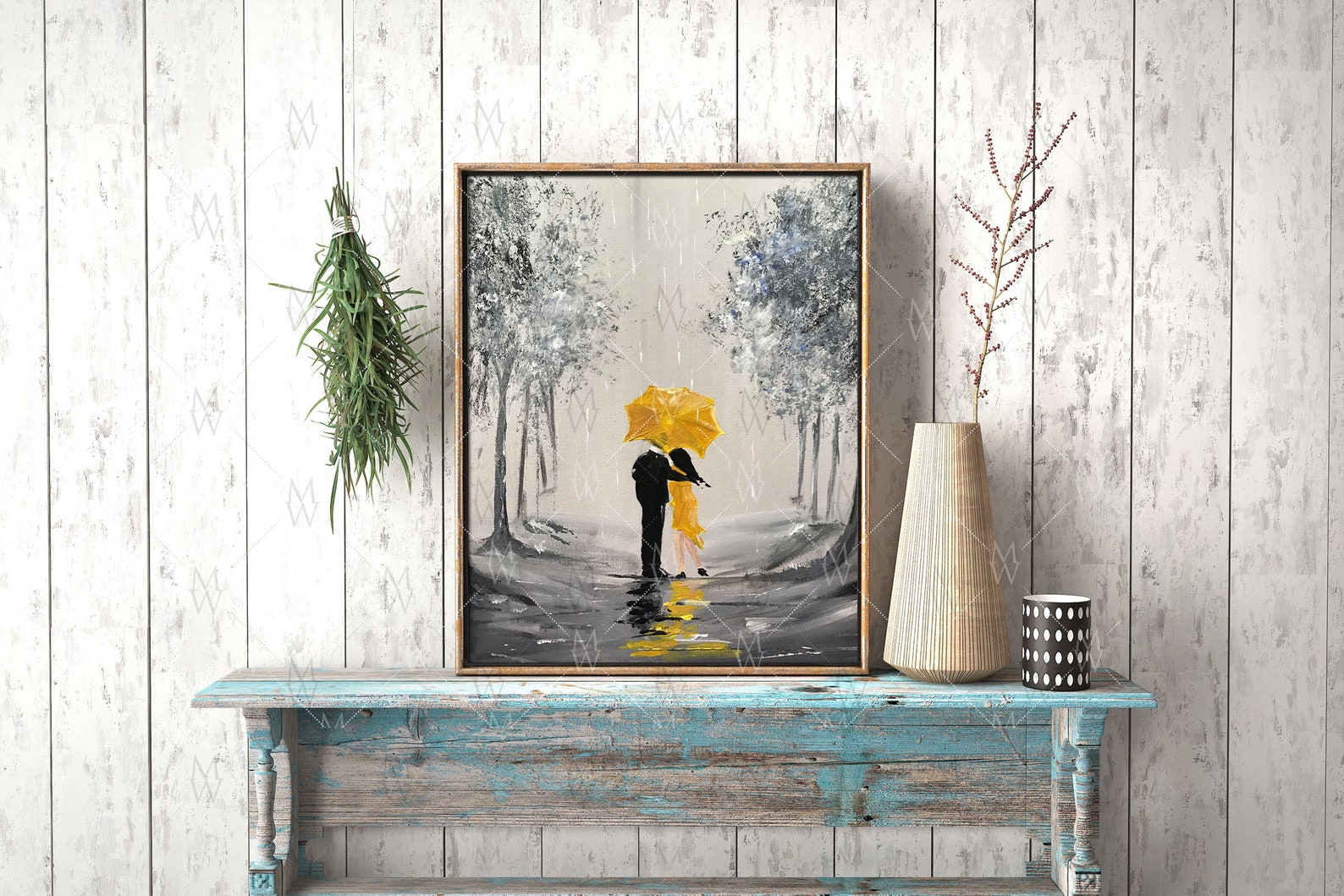 Mustard Print of Acrylic Painting Mustard Rain Mustard Wall Etsy