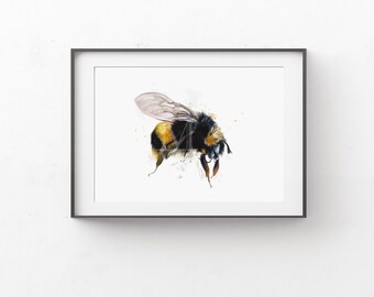 Digital art, Bumblebee print, Artist Print, printable bee print, bee wall art, bumblebee wall art, bee painting, digital download