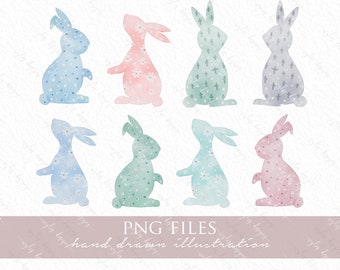 watercolour easter bunny clip art, easter clipart digital download, rabbit, watercolor PNG and SVG, scrapbooking clip art commercial use